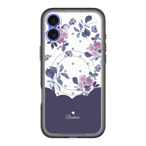 スリムプロテクションプレミアムケース with MagSafe［ ツインドットフラワー - Navy ］