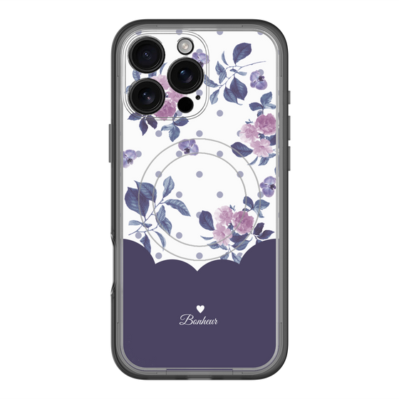 スリムプロテクションプレミアムケース with MagSafe［ ツインドットフラワー - Navy ］
