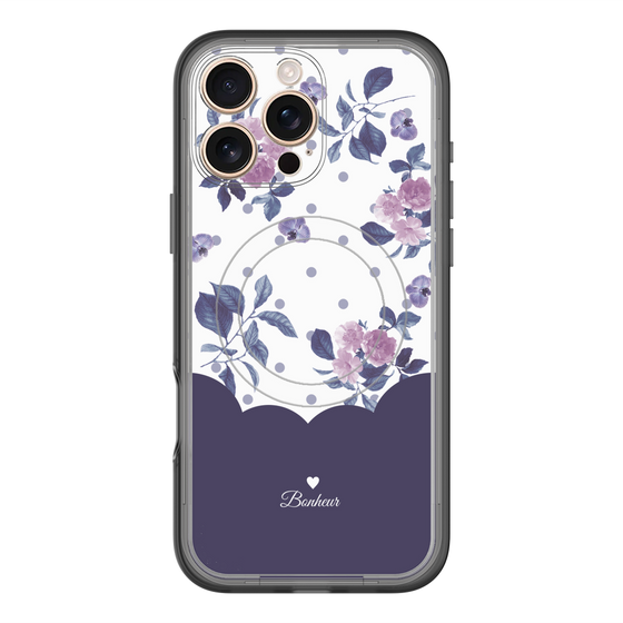 スリムプロテクションプレミアムケース with MagSafe［ ツインドットフラワー - Navy ］