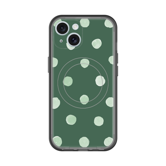 スリムプロテクションプレミアムケース with MagSafe［ 水彩ドット・レトロカラー - Green ］