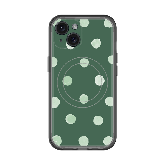 スリムプロテクションプレミアムケース with MagSafe［ 水彩ドット・レトロカラー - Green ］