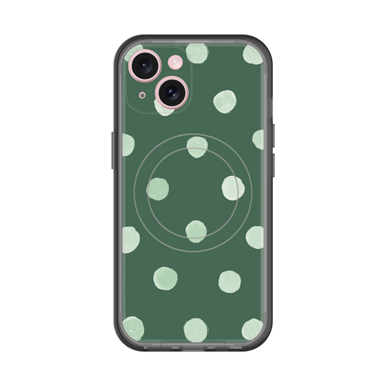 スリムプロテクションプレミアムケース with MagSafe［ 水彩ドット・レトロカラー - Green ］