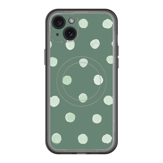 スリムプロテクションプレミアムケース with MagSafe［ 水彩ドット・レトロカラー - Green ］