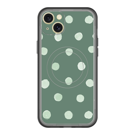 スリムプロテクションプレミアムケース with MagSafe［ 水彩ドット・レトロカラー - Green ］