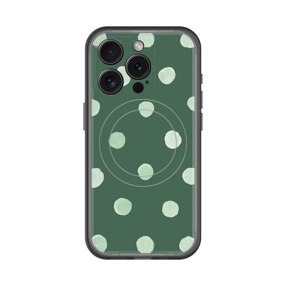 スリムプロテクションプレミアムケース with MagSafe［ 水彩ドット・レトロカラー - Green ］
