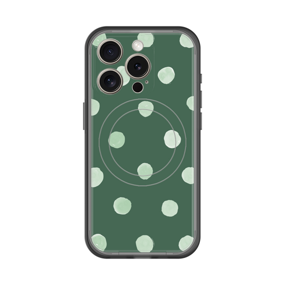 スリムプロテクションプレミアムケース with MagSafe［ 水彩ドット・レトロカラー - Green ］