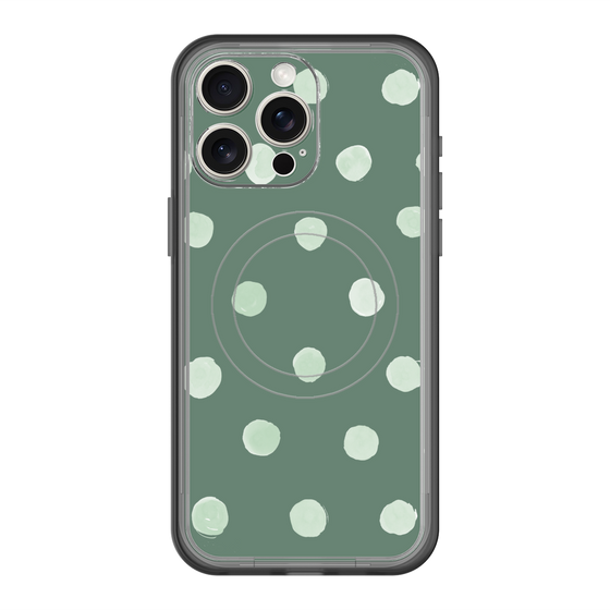 スリムプロテクションプレミアムケース with MagSafe［ 水彩ドット・レトロカラー - Green ］