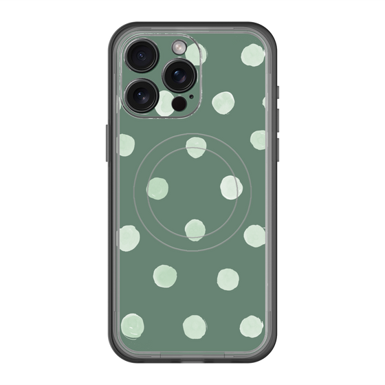 スリムプロテクションプレミアムケース with MagSafe［ 水彩ドット・レトロカラー - Green ］