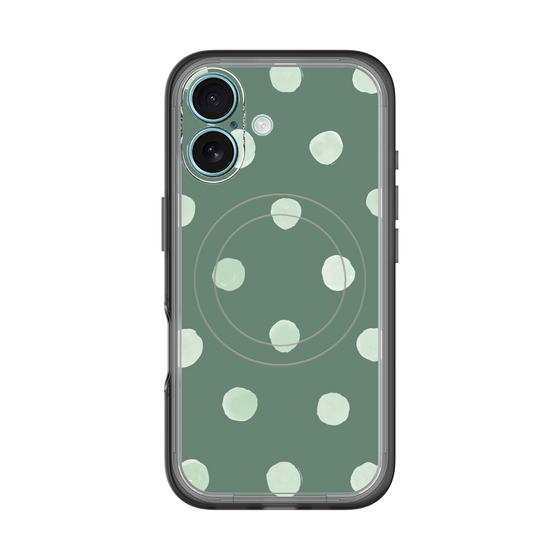 スリムプロテクションプレミアムケース with MagSafe［ 水彩ドット・レトロカラー - Green ］