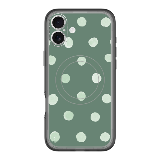 スリムプロテクションプレミアムケース with MagSafe［ 水彩ドット・レトロカラー - Green ］