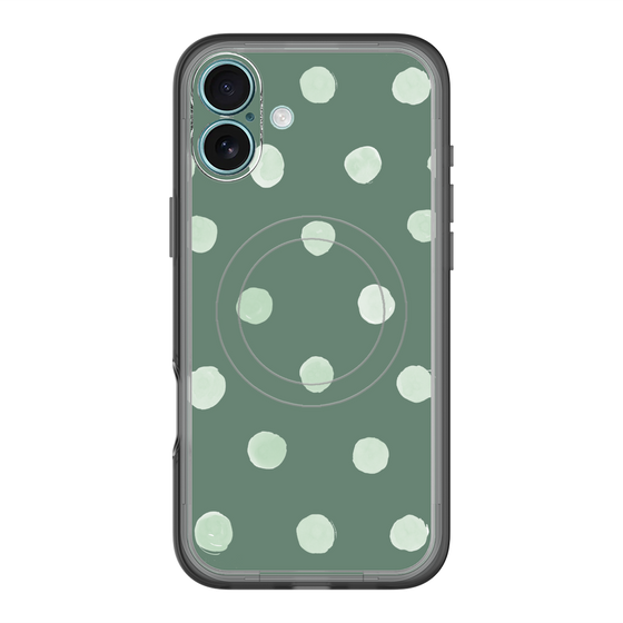 スリムプロテクションプレミアムケース with MagSafe［ 水彩ドット・レトロカラー - Green ］