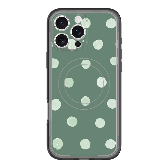 スリムプロテクションプレミアムケース with MagSafe［ 水彩ドット・レトロカラー - Green ］