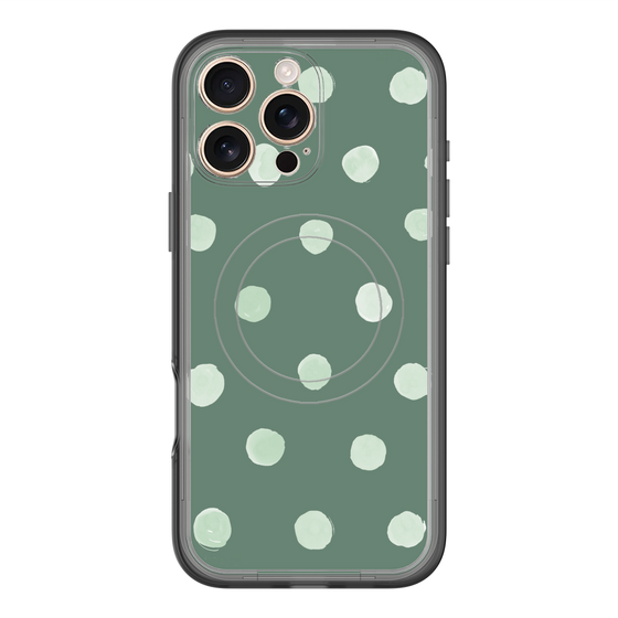 スリムプロテクションプレミアムケース with MagSafe［ 水彩ドット・レトロカラー - Green ］