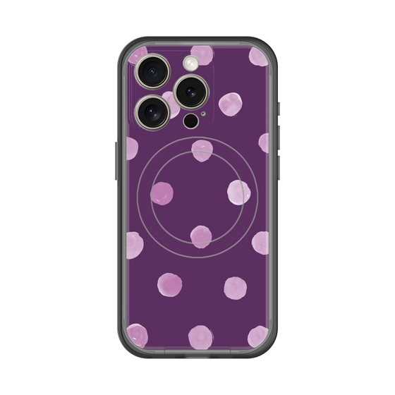 スリムプロテクションプレミアムケース with MagSafe［ 水彩ドット・レトロカラー - Purple ］