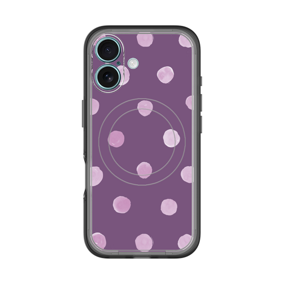 スリムプロテクションプレミアムケース with MagSafe［ 水彩ドット・レトロカラー - Purple ］