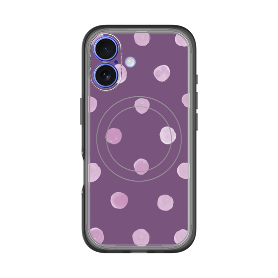 スリムプロテクションプレミアムケース with MagSafe［ 水彩ドット・レトロカラー - Purple ］