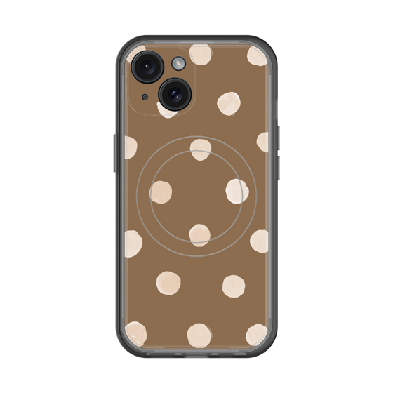 スリムプロテクションプレミアムケース with MagSafe［ 水彩ドット・レトロカラー - Brown ］