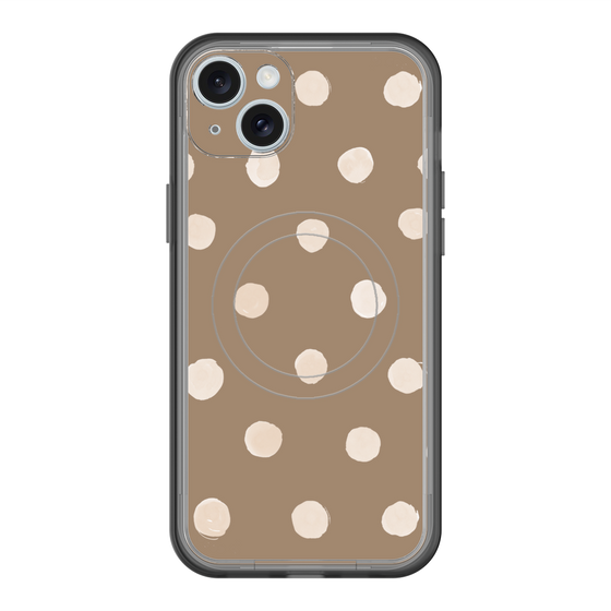 スリムプロテクションプレミアムケース with MagSafe［ 水彩ドット・レトロカラー - Brown ］
