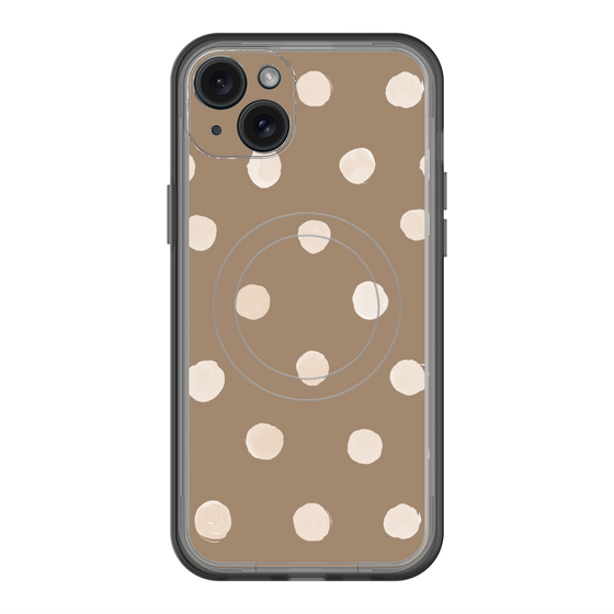 スリムプロテクションプレミアムケース with MagSafe［ 水彩ドット・レトロカラー - Brown ］