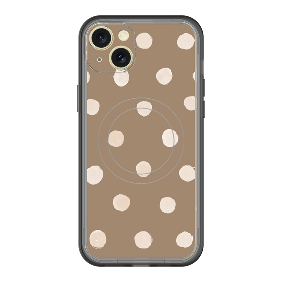 スリムプロテクションプレミアムケース with MagSafe［ 水彩ドット・レトロカラー - Brown ］