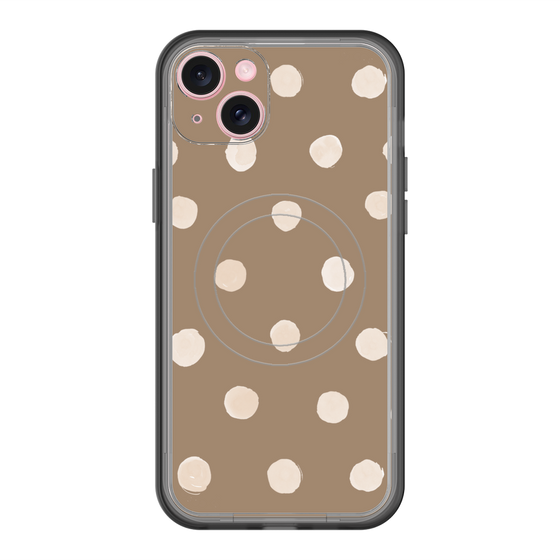 スリムプロテクションプレミアムケース with MagSafe［ 水彩ドット・レトロカラー - Brown ］