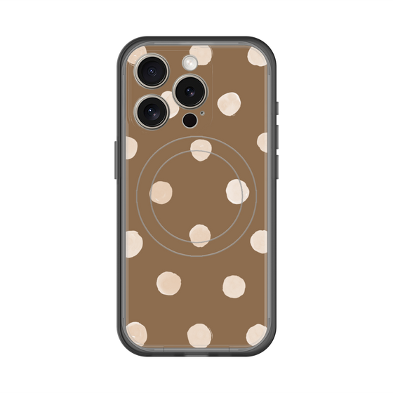 スリムプロテクションプレミアムケース with MagSafe［ 水彩ドット・レトロカラー - Brown ］