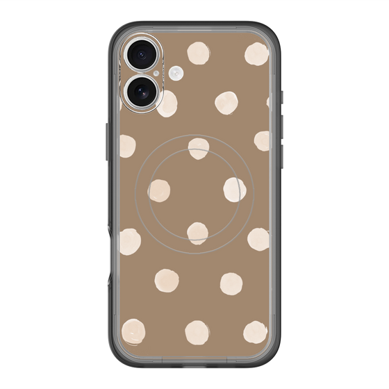 スリムプロテクションプレミアムケース with MagSafe［ 水彩ドット・レトロカラー - Brown ］