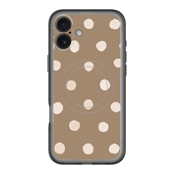 スリムプロテクションプレミアムケース with MagSafe［ 水彩ドット・レトロカラー - Brown ］