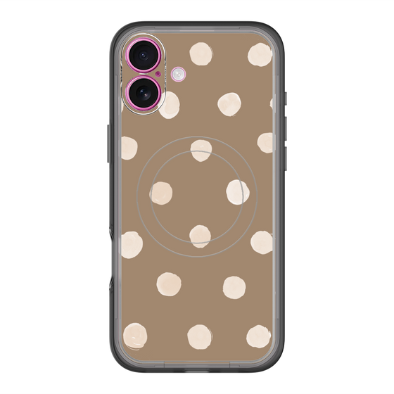 スリムプロテクションプレミアムケース with MagSafe［ 水彩ドット・レトロカラー - Brown ］