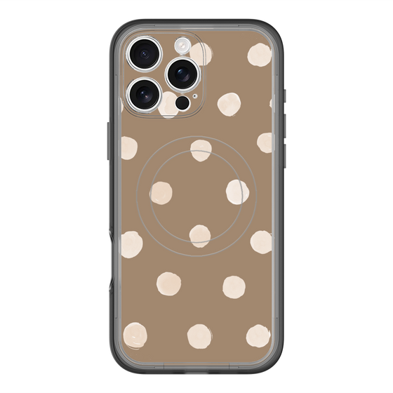 スリムプロテクションプレミアムケース with MagSafe［ 水彩ドット・レトロカラー - Brown ］