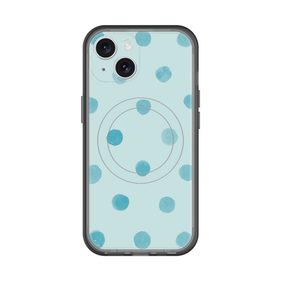 スリムプロテクションプレミアムケース with MagSafe［ 水彩ドット・レトロカラー - Light Blue ］