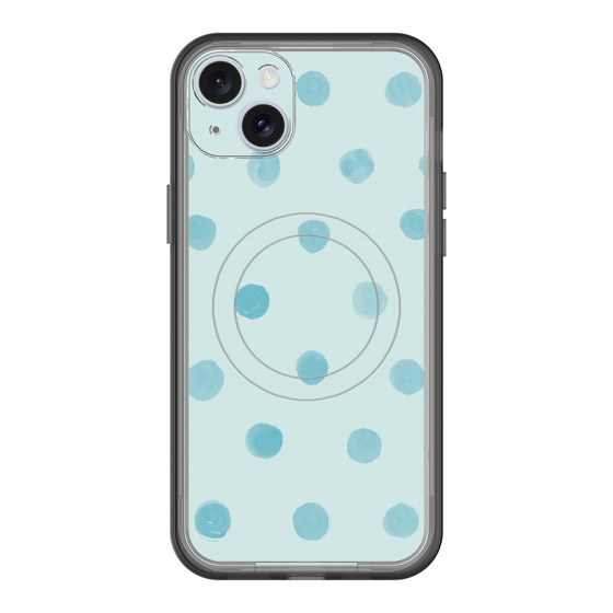 スリムプロテクションプレミアムケース with MagSafe［ 水彩ドット・レトロカラー - Light Blue ］