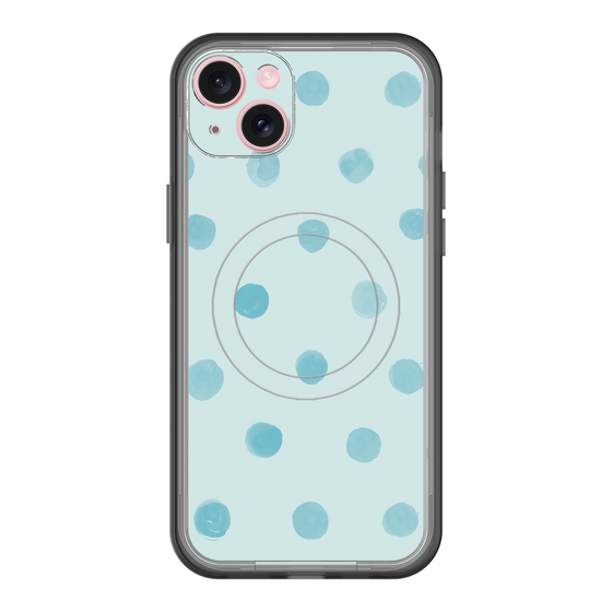 スリムプロテクションプレミアムケース with MagSafe［ 水彩ドット・レトロカラー - Light Blue ］