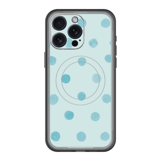 スリムプロテクションプレミアムケース with MagSafe［ 水彩ドット・レトロカラー - Light Blue ］
