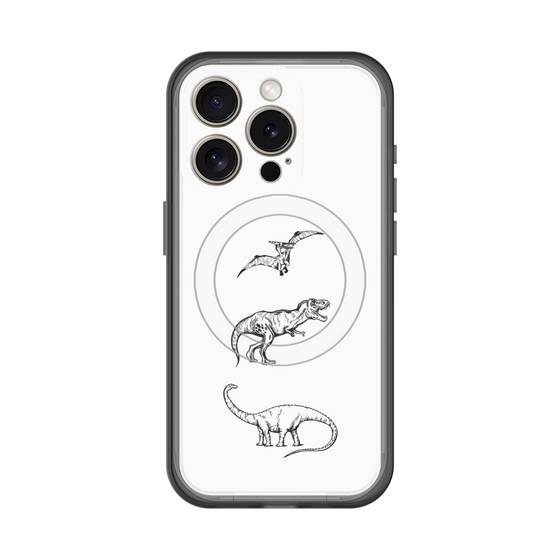 スリムプロテクションプレミアムケース with MagSafe［ Dinosaurs No.1 - White ］