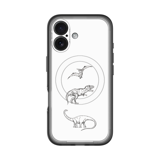 スリムプロテクションプレミアムケース with MagSafe［ Dinosaurs No.1 - White ］
