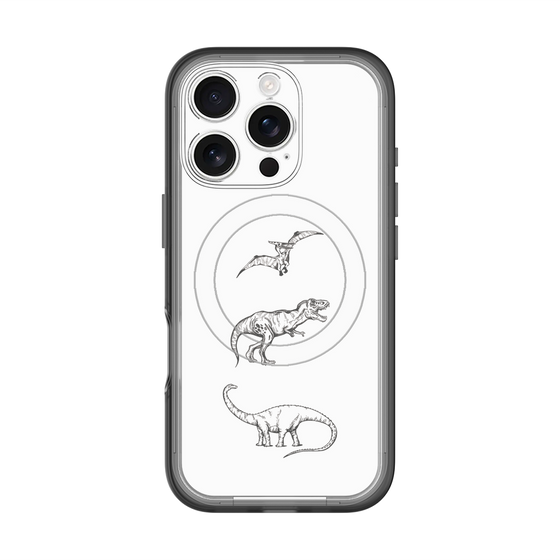 スリムプロテクションプレミアムケース with MagSafe［ Dinosaurs No.1 - White ］