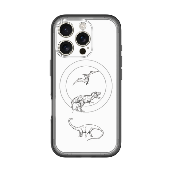 スリムプロテクションプレミアムケース with MagSafe［ Dinosaurs No.1 - White ］