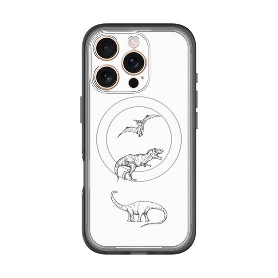 スリムプロテクションプレミアムケース with MagSafe［ Dinosaurs No.1 - White ］