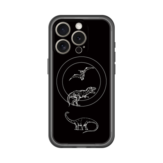 スリムプロテクションプレミアムケース with MagSafe［ Dinosaurs No.1 - Black ］