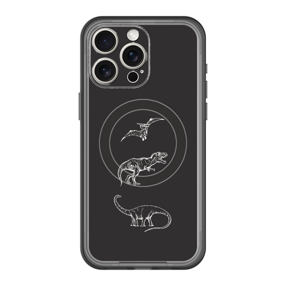 スリムプロテクションプレミアムケース with MagSafe［ Dinosaurs No.1 - Black ］