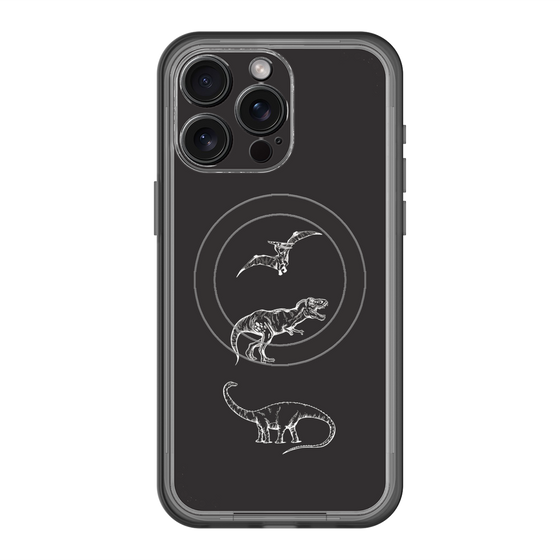 スリムプロテクションプレミアムケース with MagSafe［ Dinosaurs No.1 - Black ］