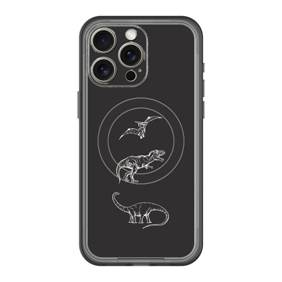 スリムプロテクションプレミアムケース with MagSafe［ Dinosaurs No.1 - Black ］