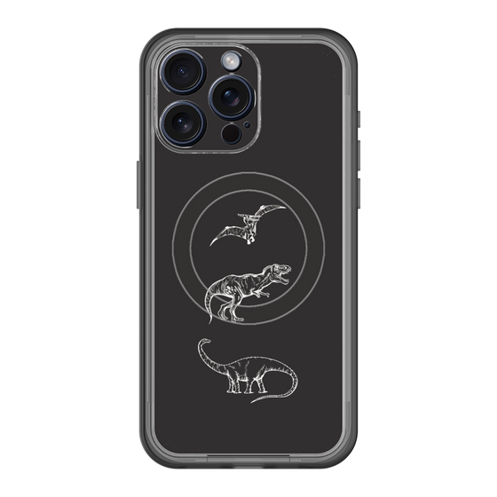 スリムプロテクションプレミアムケース with MagSafe［ Dinosaurs No.1 - Black ］