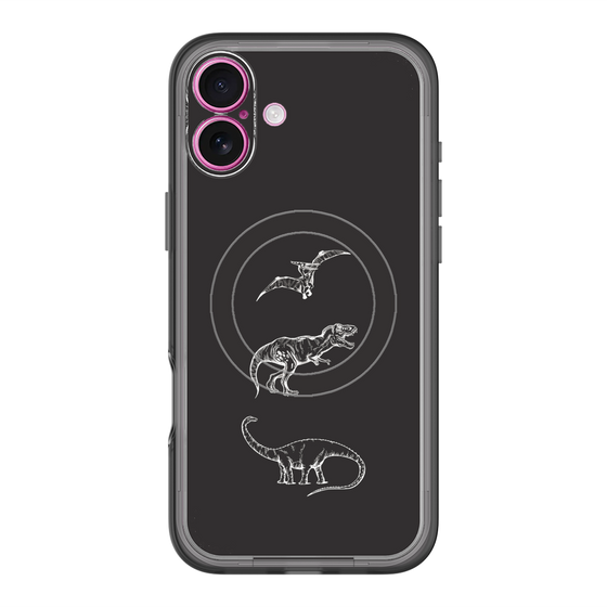 スリムプロテクションプレミアムケース with MagSafe［ Dinosaurs No.1 - Black ］