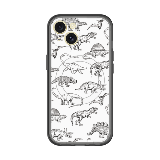 スリムプロテクションプレミアムケース with MagSafe［ Dinosaurs No.2 - White ］