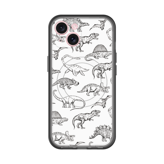 スリムプロテクションプレミアムケース with MagSafe［ Dinosaurs No.2 - White ］