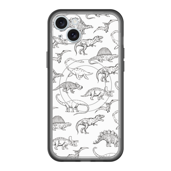 スリムプロテクションプレミアムケース with MagSafe［ Dinosaurs No.2 - White ］