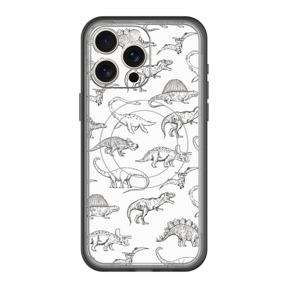 スリムプロテクションプレミアムケース with MagSafe［ Dinosaurs No.2 - White ］