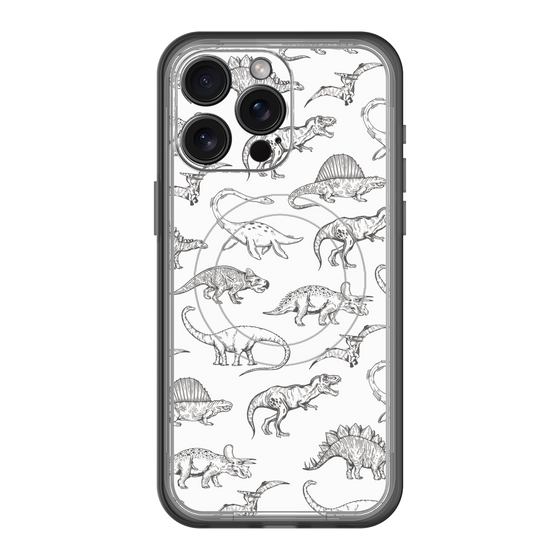 スリムプロテクションプレミアムケース with MagSafe［ Dinosaurs No.2 - White ］